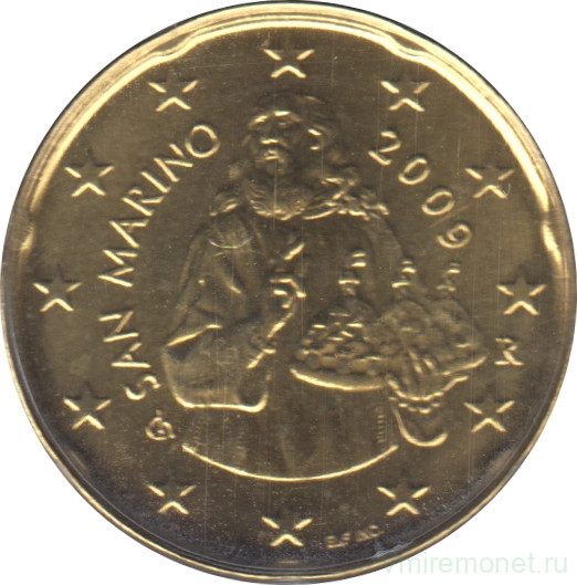 Монета. Сан-Марино. 20 центов 2009 год.