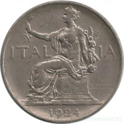 Монета. Италия. 1 лира 1924 год.