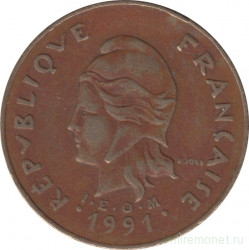 Монета. Французская Полинезия. 100 франков 1991 год.