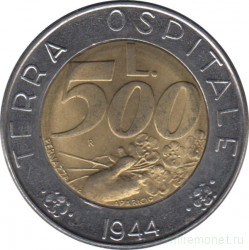 Монета. Сан-Марино. 500 лир 1991 год. 1944 - гостеприимная земля.