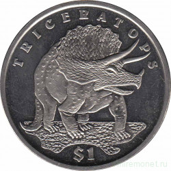 Монета. Сьерра-Леоне. 1 доллар 2006 год. Трицератопс.