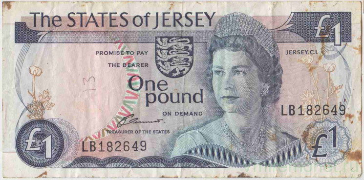 Банкнота. Джерси (Великобритания). 1 фунт 1976 - 1988 года. Тип 11а.
