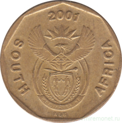 Монета. Южно-Африканская республика (ЮАР). 10 центов 2001 год.