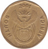 Монета. Южно-Африканская республика (ЮАР). 10 центов 2001 год. ав.