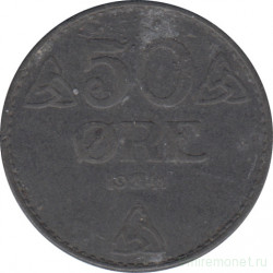 Монета. Норвегия. 50 эре 1941 год. Цинк.