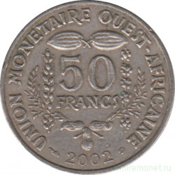 Монета. Западноафриканский экономический и валютный союз (ВСЕАО). 50 франков 2002 год.