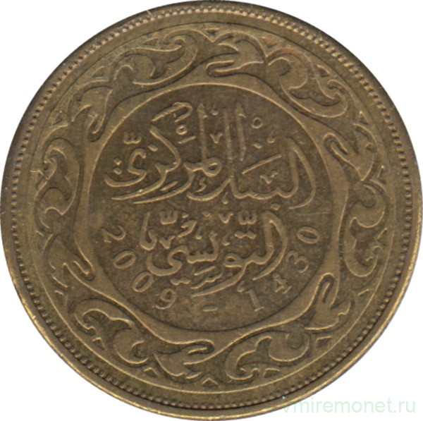 Монета. Тунис. 20 миллимов 2009 год.