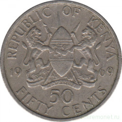 Монета. Кения. 50 центов 1969 год.