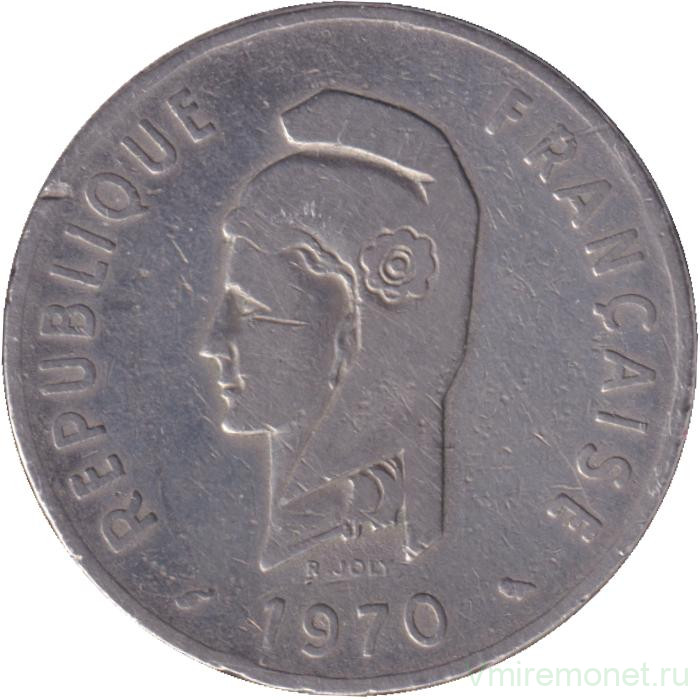 Монета. Французские Афар и Исса. 100 франков 1970 год.