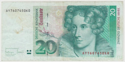Банкнота. Германия. ФРГ. 20 марок 1993 год.