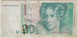 Банкнота. Германия. ФРГ. 20 марок 1993 год. Тип 39b.
