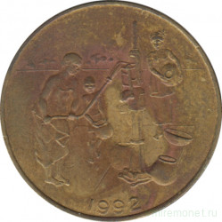 Монета. Западноафриканский экономический и валютный союз (ВСЕАО). 10 франков 1992 год.