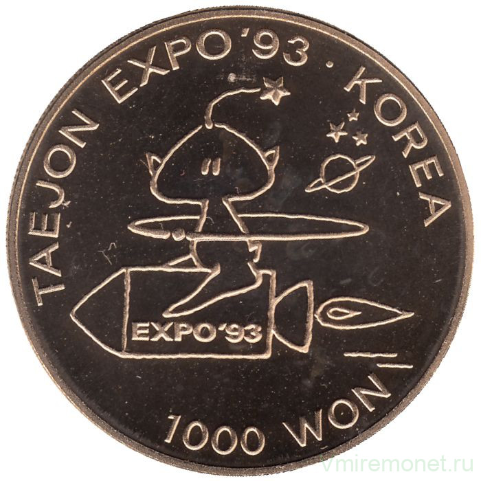 Монета. Южная Корея. 1000 вон 1993 год. ЭКСПО-93.