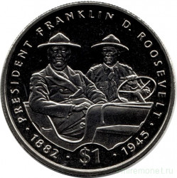 Монета. Либерия. 1 доллар 1995  год. 50 лет со дня смерти Франклина Рузвельта.