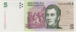 Банкнота. Аргентина. 5 конвертируемых песо 2002 года. Тип 347 (1).