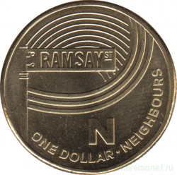 Монета. Австралия. 1 доллар 2019 год.  Английский алфавит. Буква "N".