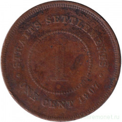 Монета. Стрейтс Сетлментс. 1 цент 1907 год.