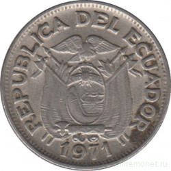 Монета. Эквадор. 20 сентаво 1971 год.