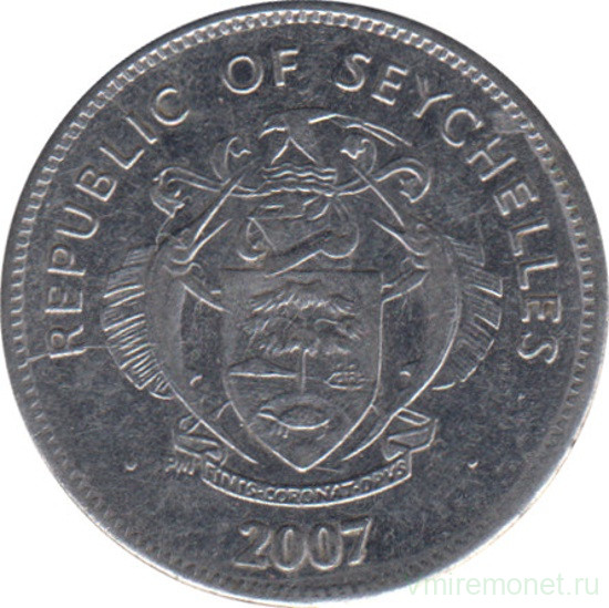 Монета. Сейшельские острова. 25 центов 2007 год.