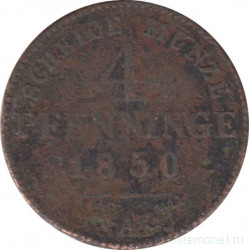 Монета. Пруссия (Германия). 4 пфеннига 1850 год.