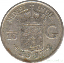 Монета. Нидерландская Ост-Индия. 1/10 гульдена 1937 год.