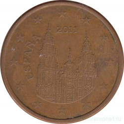 Монета. Испания. 5 центов 2011 год.