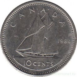 Монета. Канада. 10 центов 1984 год.