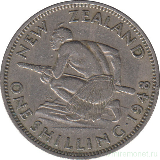 Монета. Новая Зеландия. 1 шиллинг 1948 год.