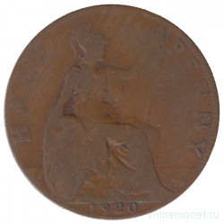 Монета. Великобритания. 1/2 пенни 1920 год.