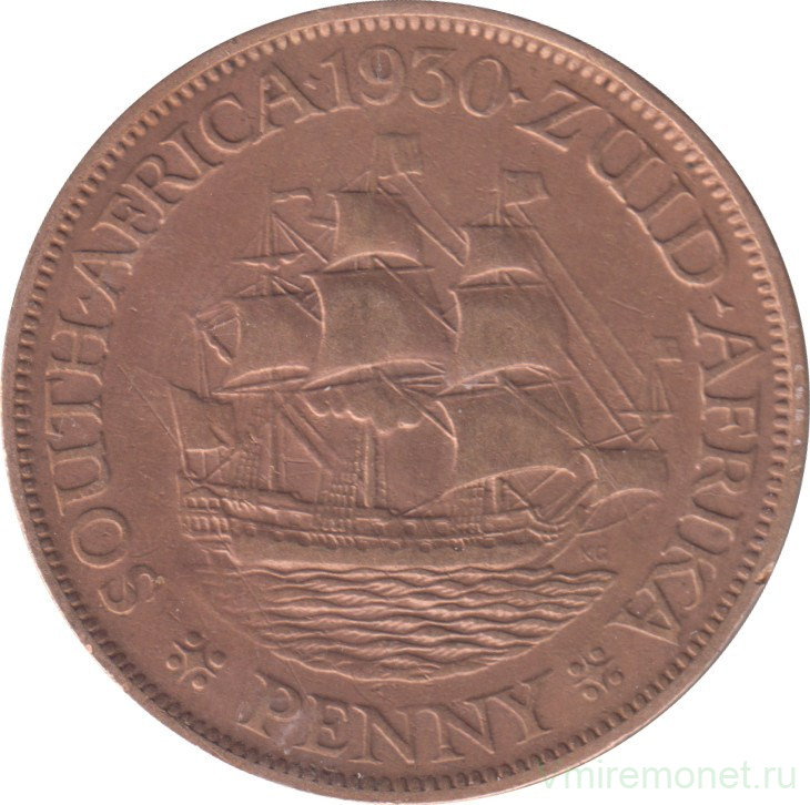 Монета. Южно-Африканская республика (ЮАР). 1 пенни 1930 год.