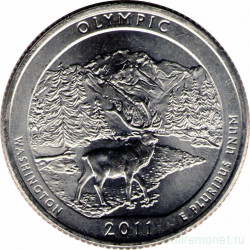 Монета. США. 25 центов 2011 год. Национальный парк № 8 Олимпик (Вашингтон). Монетный двор P.
