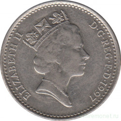 Монета. Великобритания. 10 пенсов 1997 год.