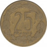 Монета. Центральноафриканский экономический и валютный союз (ВЕАС). 25 франков 1990 год. рев.