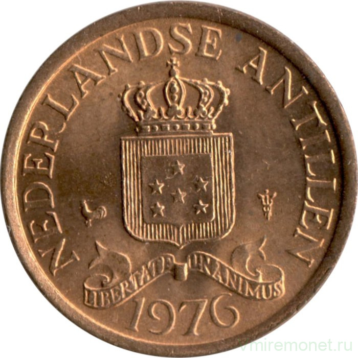 Монета. Нидерландские Антильские острова. 1 цент 1976 год.