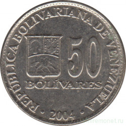 Монета. Венесуэла. 50 боливаров 2004 год.