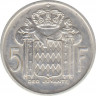 Монета. Монако. 5 франков 1960 год. рев.
