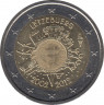 Монета. Люксембург. 2 евро 2012 год. 10 лет наличным евро. ав.
