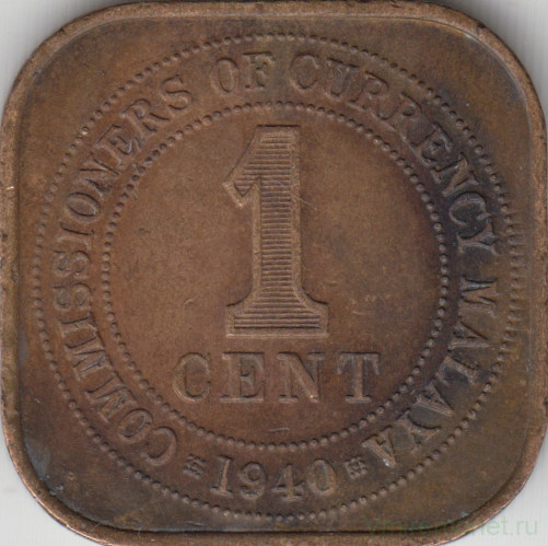 Монета. Малайя (Малайзия). 1 цент 1940 год.