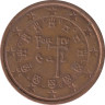 Монета. Португалия. 2 цента 2002 год. ав.
