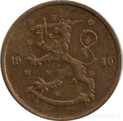 Монета. Финляндия. 5 пенни 1940 год.