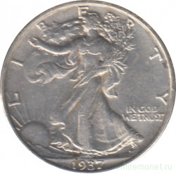 Монета. США. 50 центов 1937 год. Шагающая свобода.