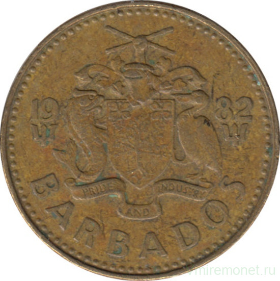 Монета. Барбадос. 5 центов 1982 год.