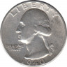 Монета. США. 25 центов 1940 год. ав.