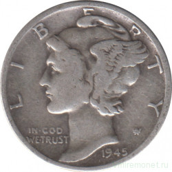 Монета. США. 10 центов 1945 год.