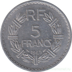 Монета. Франция. 5 франков 1945 год. Монетный двор - Париж.