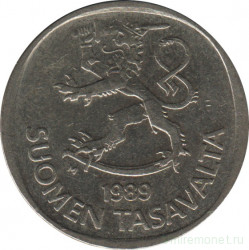 Монета. Финляндия. 1 марка 1989 год.