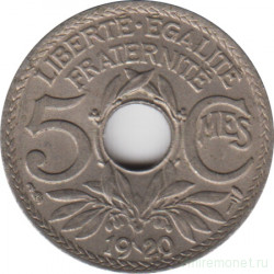 Монета. Франция. 5 сантимов 1920 год. 19 мм.