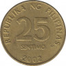 Монета. Филиппины. 25 сентимо 2002 год. ав.