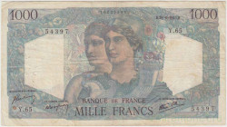 Банкнота. Франция. 1000 франков 1945 год. 28.06.1945. Тип 130а.