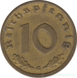 Монета. Германия. Третий Рейх. 10 рейхспфеннигов 1938 год. Монетный двор - Карлсруэ (G).